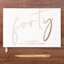 Chic Script 40th Birthday Party Rose Gold