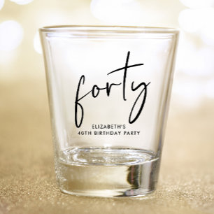 Chic Script 40th Birthday Party Shot Glass