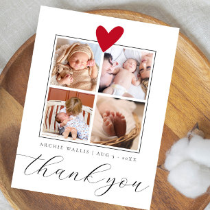 Chic Script 4 Photo Collage Baby Shower Thank You Postcard