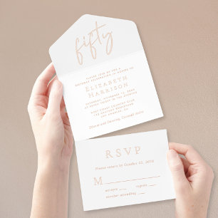 Chic Script 50th Birthday Party All In One Invitation