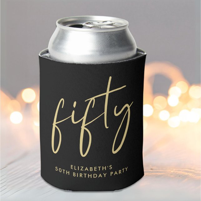 Chic Script 50th Birthday Party Can Cooler (Creator Uploaded)