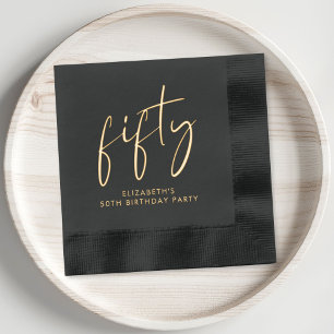 Chic Script 50th Birthday Party Foil Napkins