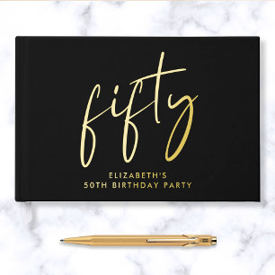 Chic Script 50th Birthday Party Guest Book