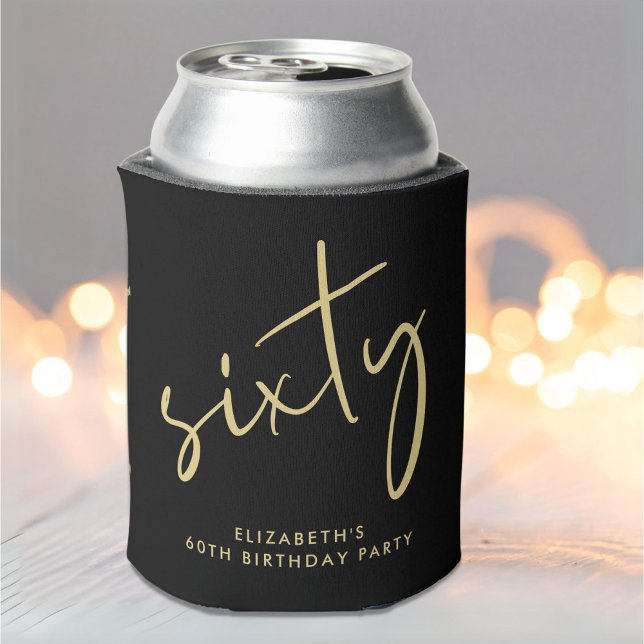 Chic Script 60th Birthday Party Can Cooler (Creator Uploaded)