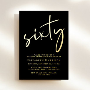Chic Script 60th Birthday Party Gold