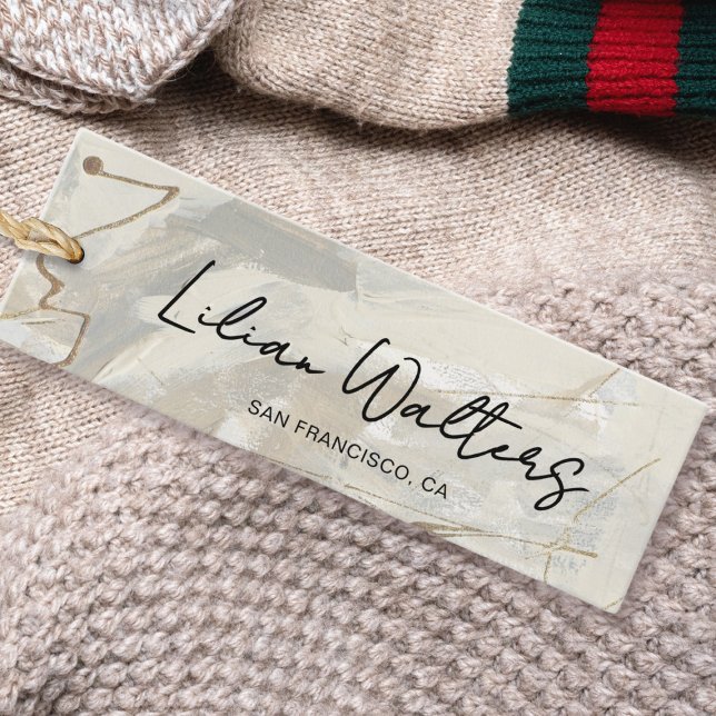Chic Script Abstract Cream Beige Clothing Hang Tag (Zazzle Chic Script Abstract Cream Beige Clothing Hang Tag)