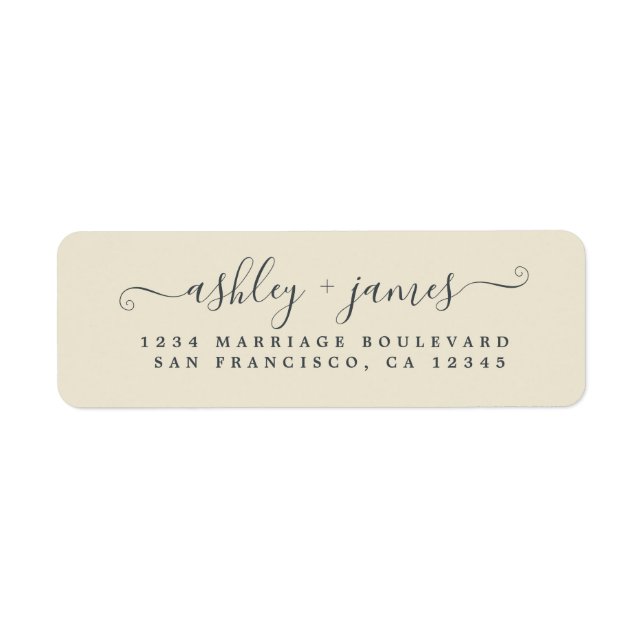Chic Script Antique White Wedding Return Address (Front)