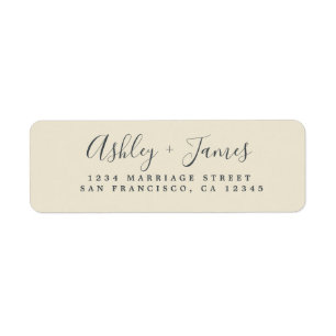 Chic Script Antique White Wedding Return Address