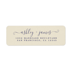 Chic Script Antique White Wedding Return Address