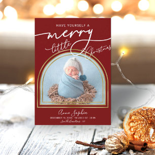 Chic Script Arch Frame Birth Announcement