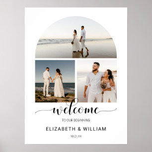 Chic Script Arch Frame Photo Wedding Welcome Sign