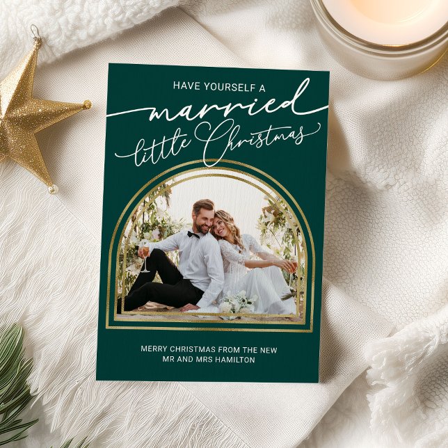 Chic Script Arch Holiday Wedding Announcement (Creator Uploaded)