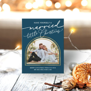 Chic Script Arch Holiday Wedding Announcement