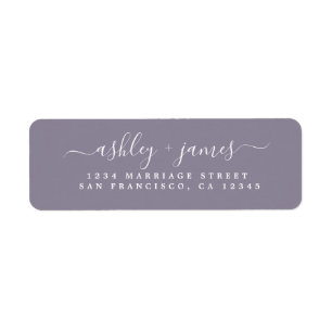 Chic Script Ash Purple Wedding Return Address