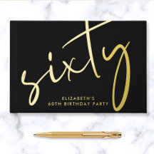 Chic Script Black 60th Birthday Party