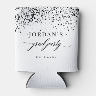 Chic Script Black Confetti Graduation Can Cooler