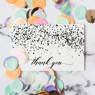 Chic Script Black Confetti Graduation Thank You Card