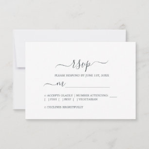 Chic Script Black White Minimal Wedding RSVP Card