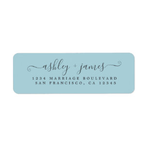 Chic Script Blue Glow Wedding Return Address