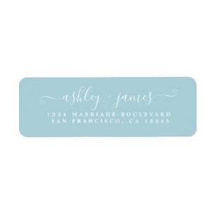 Chic Script Blue Glow Wedding Return Address Label
