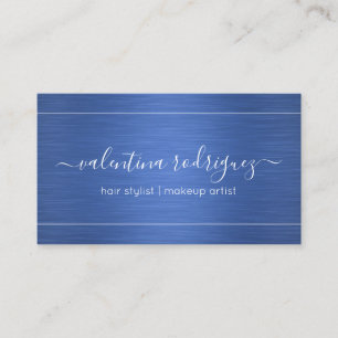 Chic Script Blue Metallic Look Modern Minimalist Business Card