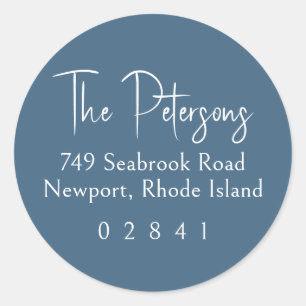 Chic Script Blue Return Address Label