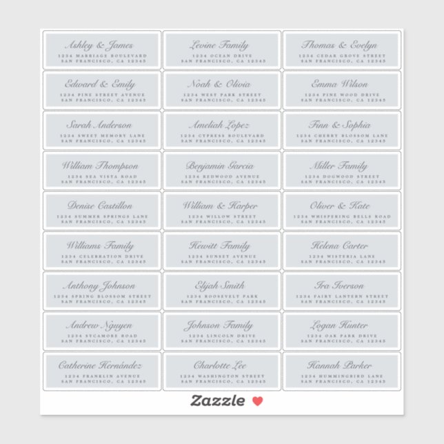 Chic Script Blue Wedding Guest Address Labels (Sheet)