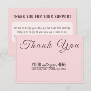 Chic Script Blush Logo Social Media Thank You Card