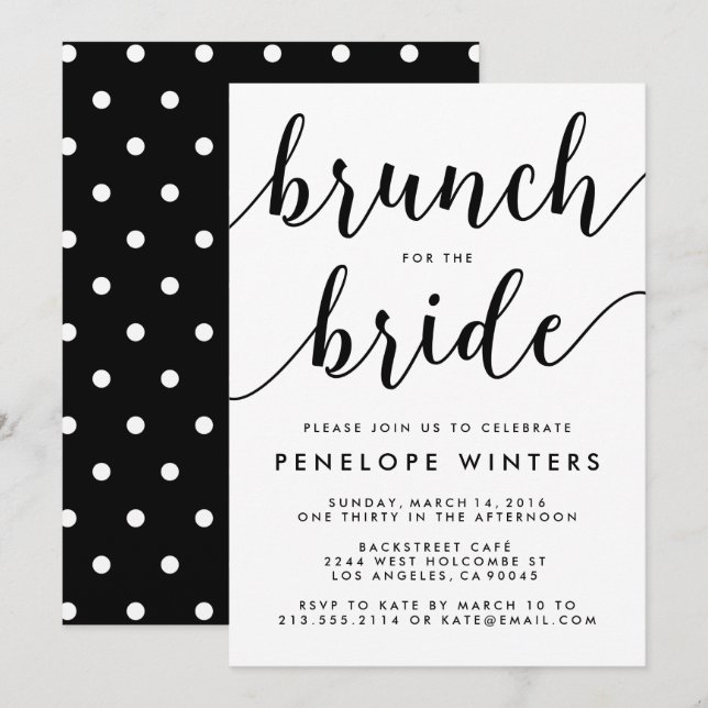 Chic Script Brunch Bridal Shower Invitations (Front/Back)
