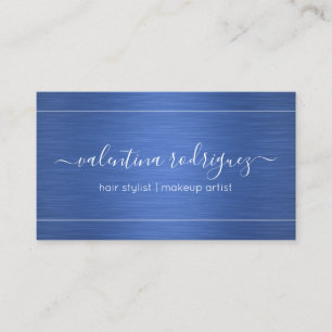 Chic Script Brushed Royal Blue Modern Minimalist Business Card