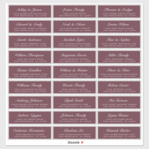 Chic Script Burgundy Wedding Guest Address Labels