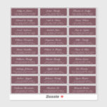 Chic Script Burgundy Wedding Guest Address Labels<br><div class="desc">Easy to personalise, names and addresses / individual wedding address label stickers for guests. SIZE INDIVIDUAL LABELS: 0.85” X 2.64” These chic, modern and simple wedding address labels feature your wedding guest names in white elegant handwritten script calligraphyon a burgundy background. Simply add your individual wedding guest names and address....</div>