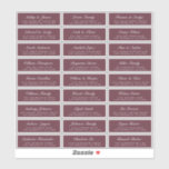Chic Script Burgundy Wedding Guest Address Labels<br><div class="desc">Easy to personalise, names and addresses / individual wedding address label stickers for guests. SIZE INDIVIDUAL LABELS: 0.85” X 2.64” These chic, modern and simple wedding address labels feature your wedding guest names in white elegant handwritten script calligraphyon a burgundy background. Simply add your individual wedding guest names and address....</div>