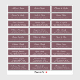 Chic Script Burgundy Wedding Guest Address Labels