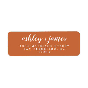Chic Script Burnt Orange Wedding Return Address