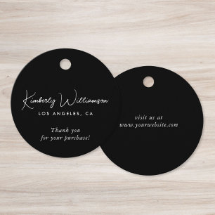 Chic Script Business Black Thank You Gift Tag