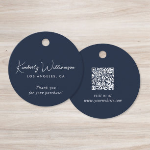 Chic Script Business QR Code Thank You Gift Tag