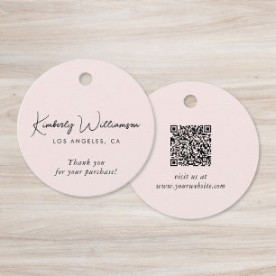 Chic Script Business QR Code Thank You Gift Tag