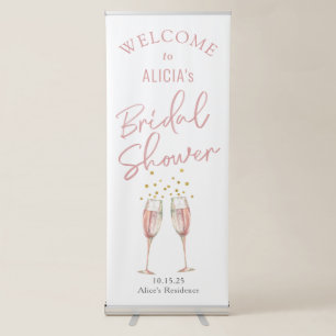 Chic script calligraphy champagne flutes welcome retractable banner