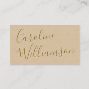 Chic Script Calligraphy Elegant Textured Taupe Tan Business Card