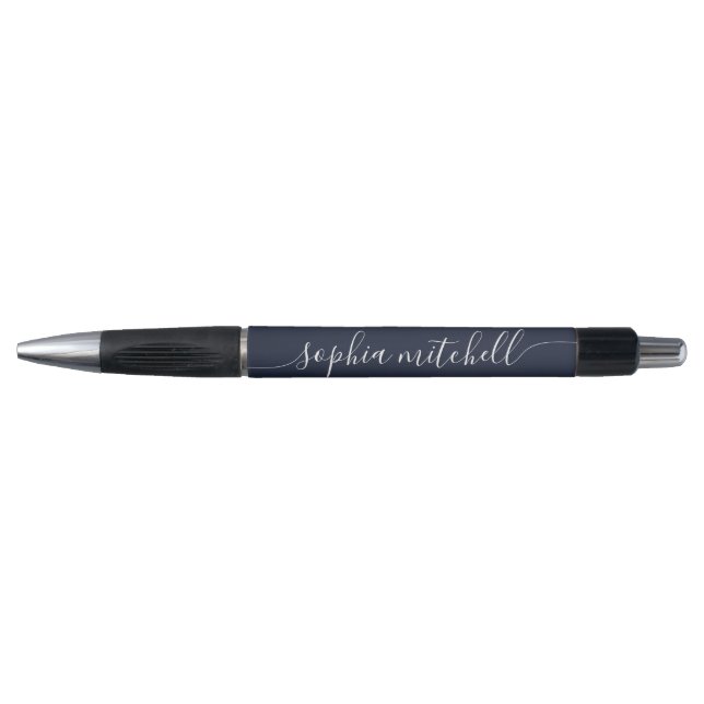 Chic Script Calligraphy Navy Blue Pen (Front)