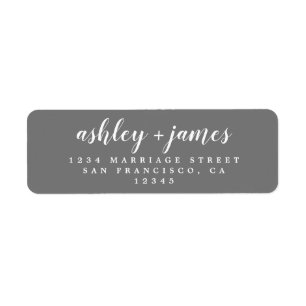 Chic Script Dark Grey Wedding Return Address