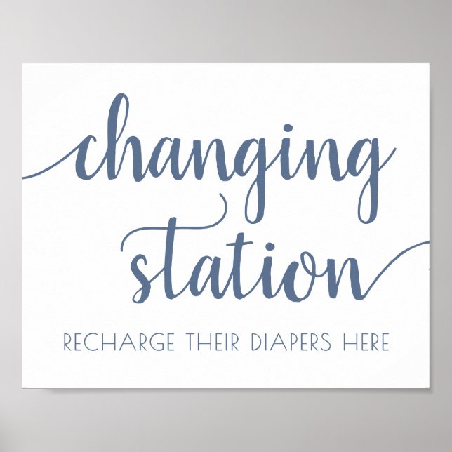 Chic Script | Dusty Blue Changing Station Sign (Front)