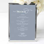 Chic Script Dusty Blue Wedding Menu Sign<br><div class="desc">Chic Script Dusty Blue Wedding Menu Sign</div>