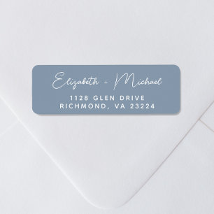 Chic Script Dusty Blue Wedding Return Address