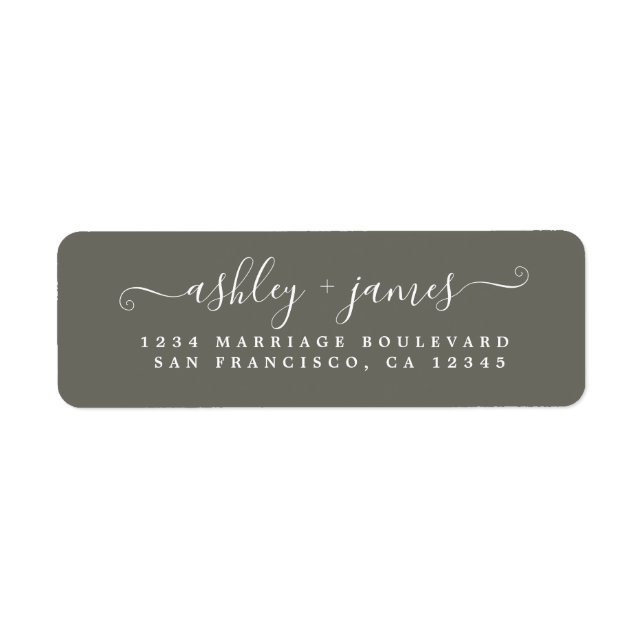 Chic Script Dusty Olive Wedding Return Address (Front)