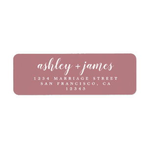 Chic Script Dusty Rose Wedding Return Address