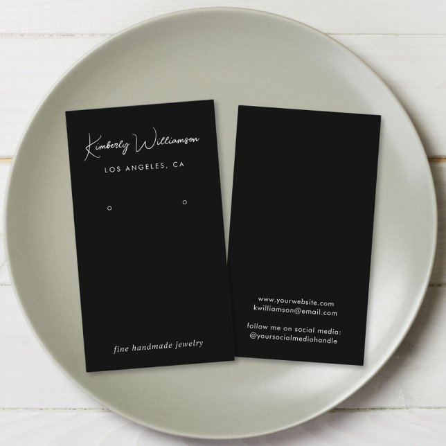 Chic Script Earring Black Jewellery Display Card (Empower your name in our signature script as your logo and brand identity)