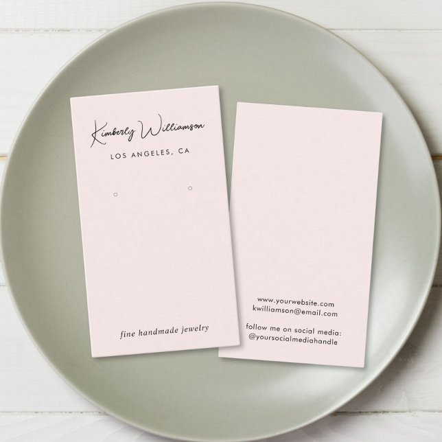 Chic Script Earring Pink Jewellery Display Card (Empower your name in our signature script as your logo and brand identity)