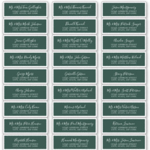 Chic Script Emerald Green Guest Address Labels